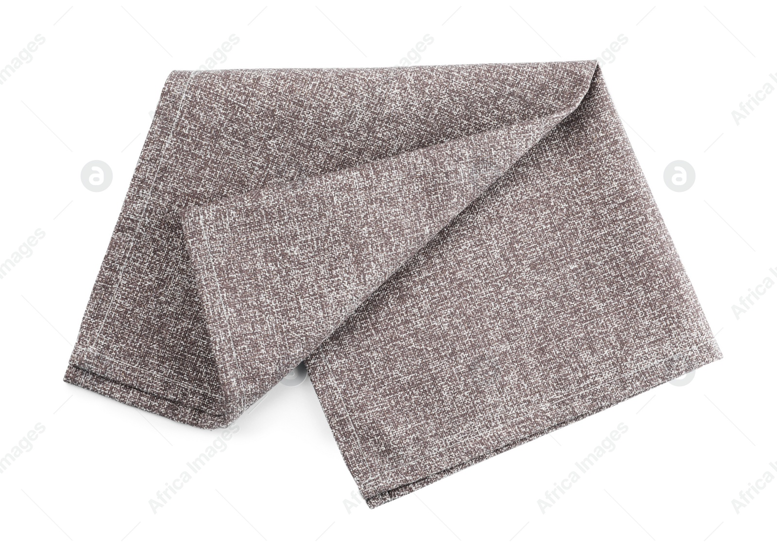 Photo of One grey kitchen napkin isolated on white, top view