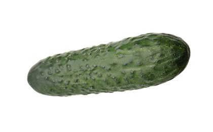 Photo of Fresh ripe green cucumber isolated on white