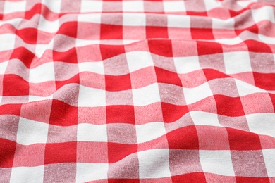 Photo of Classic red checkered picnic tablecloth as background