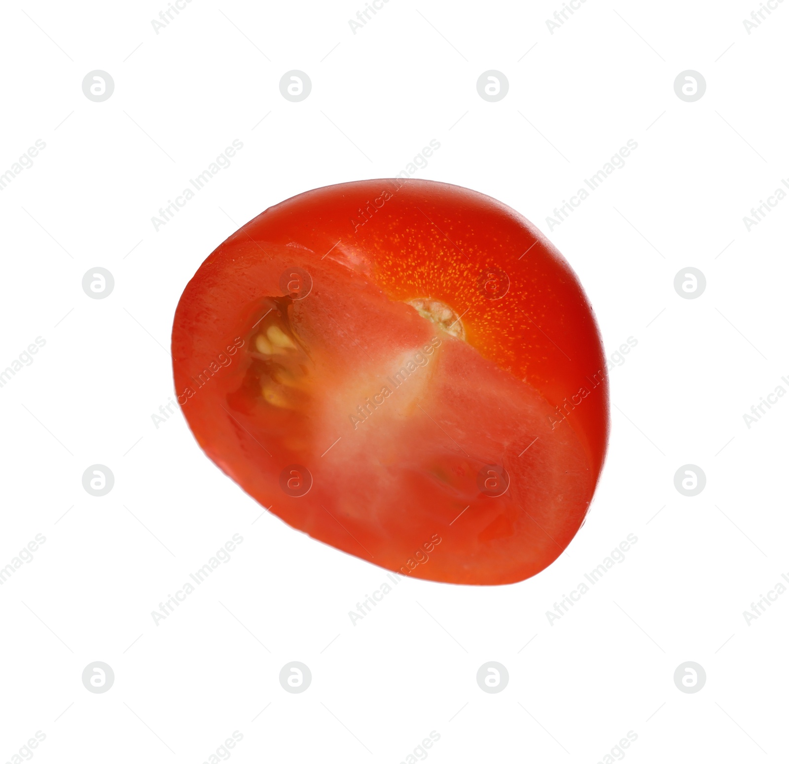 Photo of Slice of fresh ripe tomato isolated on white