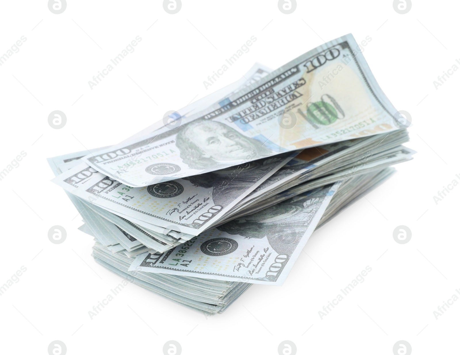 Photo of Dollar banknotes isolated on white. American national currency