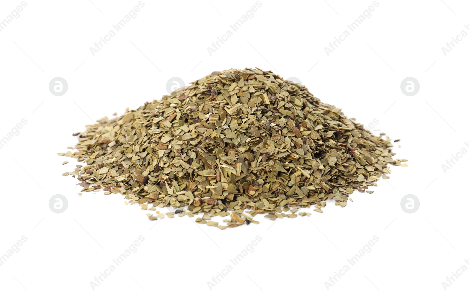 Photo of Pile of aromatic mate tea isolated on white