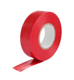 Photo of Red insulating tape isolated on white. Electrician's supply