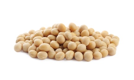 Photo of Heap of soya beans isolated on white