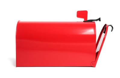 Photo of Shiny red letter box on white background