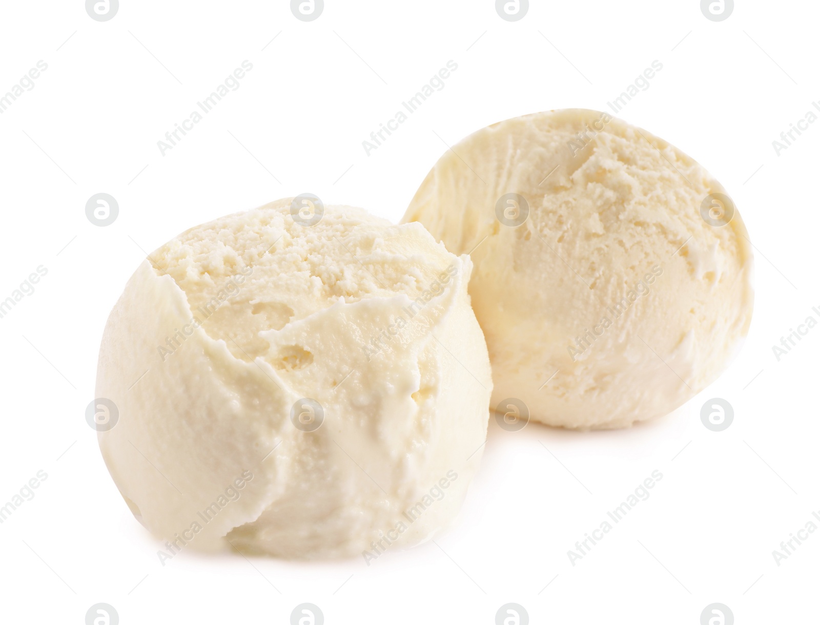 Photo of Scoops of delicious ice cream on white background