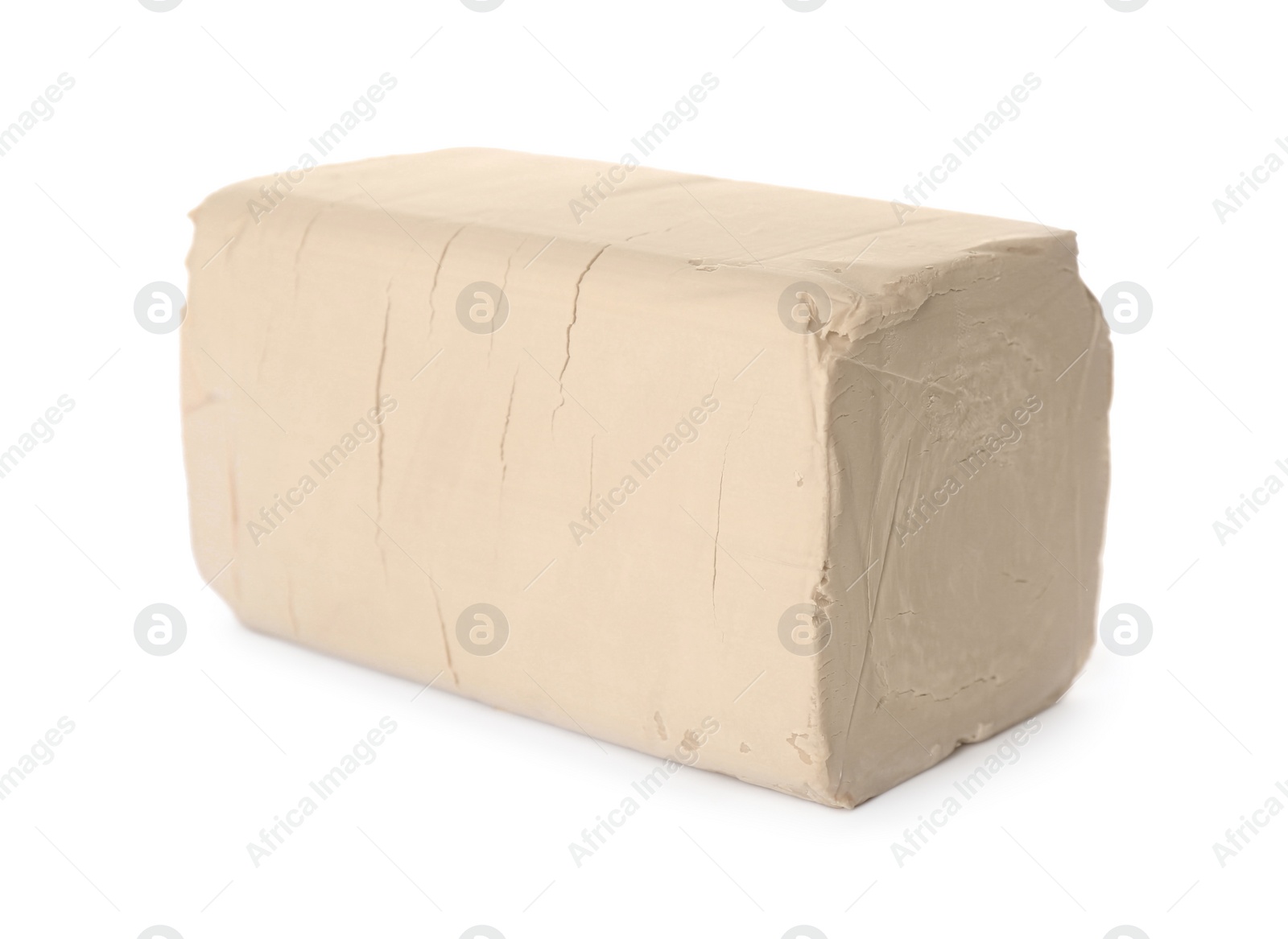 Photo of Block of compressed yeast on white background