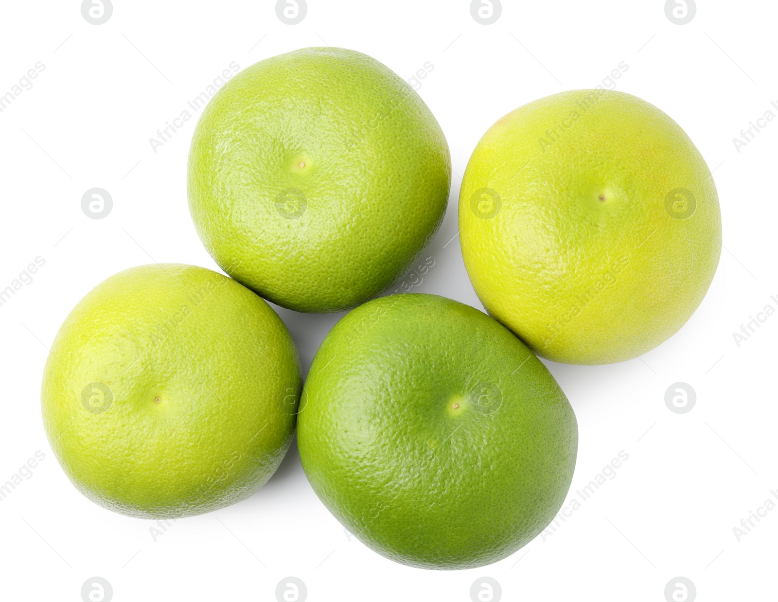 Photo of Fresh ripe sweetie fruits on white background, top view