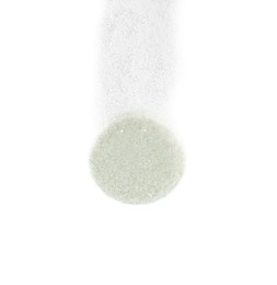 Photo of Effervescent pill dissolving in water on light background, closeup