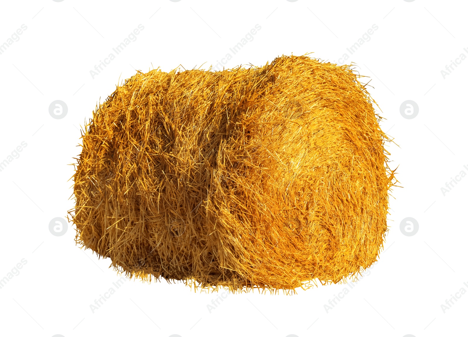 Image of Big dried straw bale isolated on white