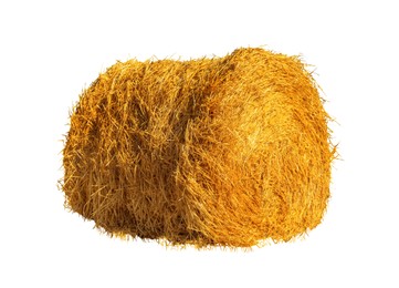 Image of Big dried straw bale isolated on white