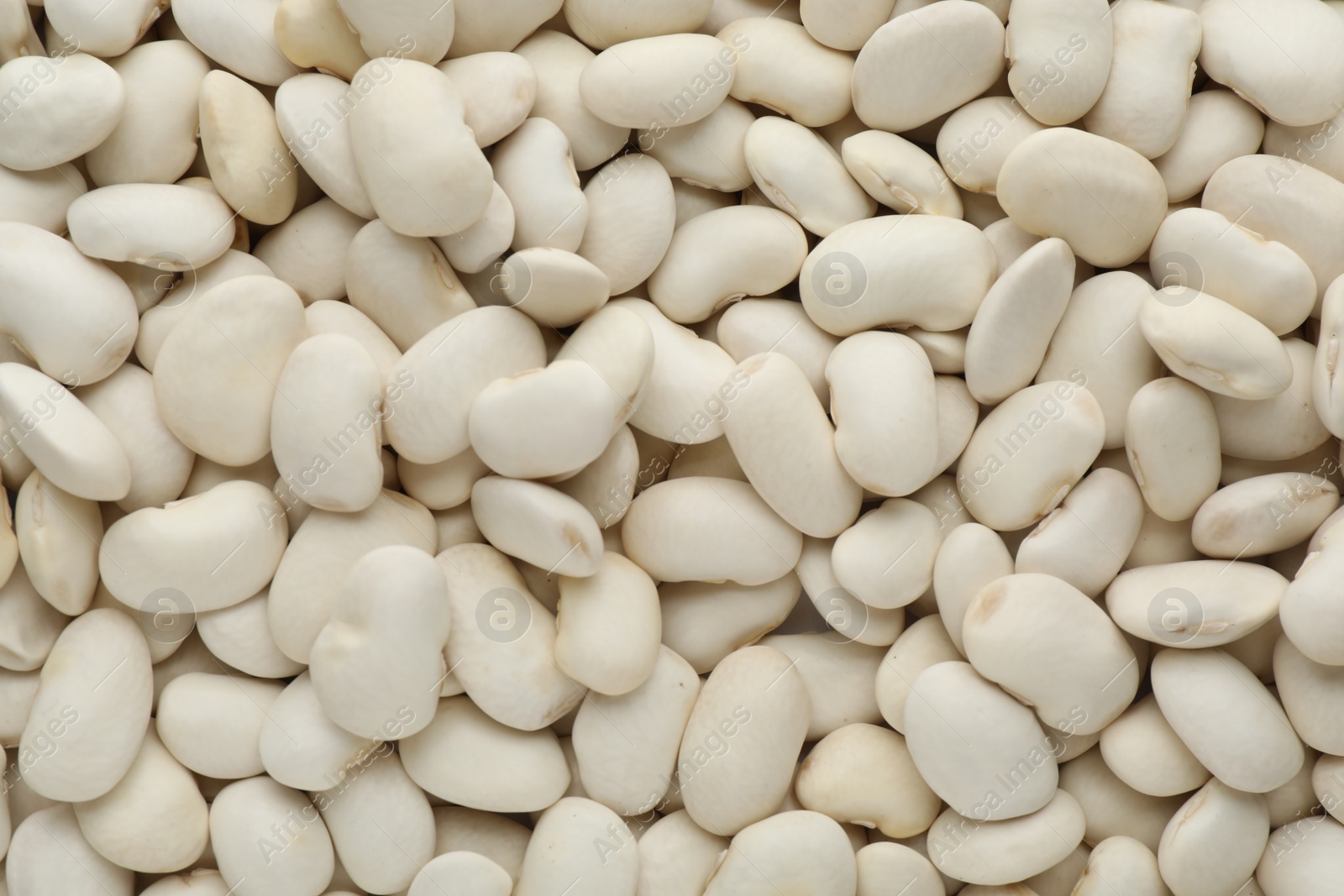 Photo of Pile of uncooked white beans as background, top view