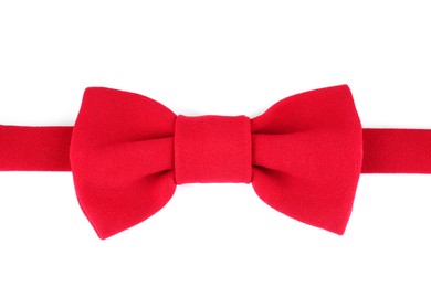 Photo of Stylish red bow tie isolated on white