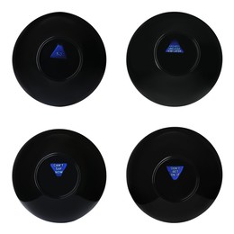 Image of Magic eight ball with different predictions isolated on white, collection