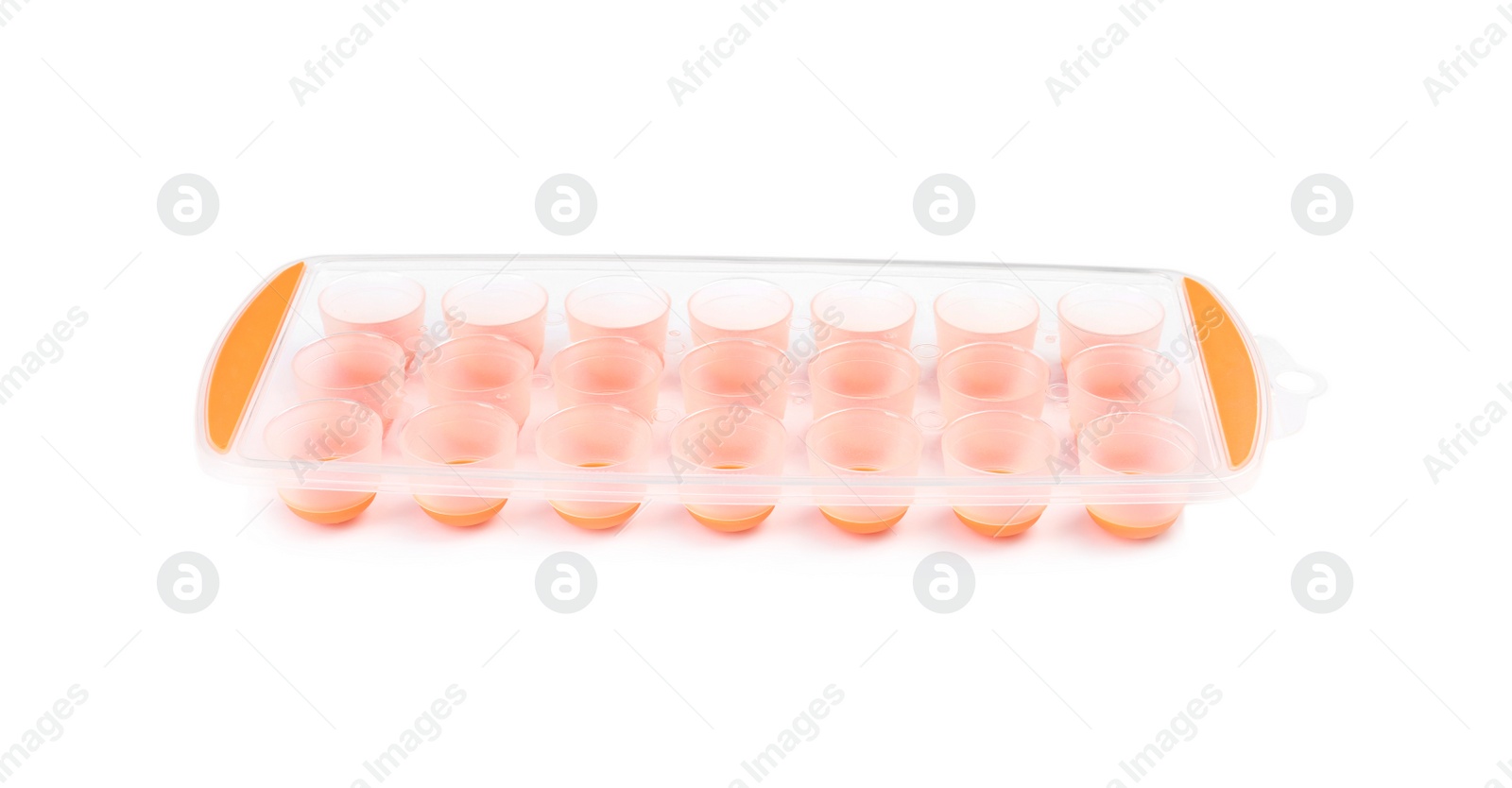 Photo of Empty ice cube tray on white background