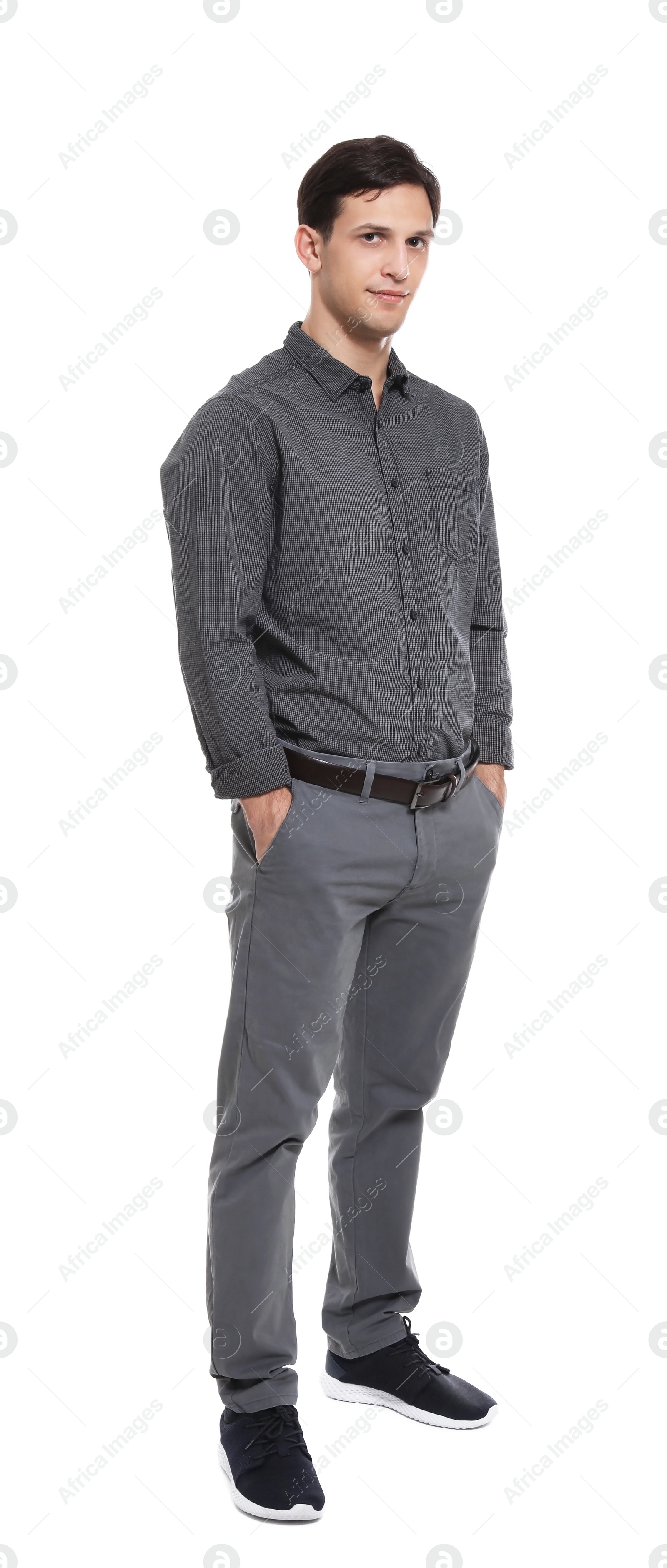 Photo of Portrait of confident young man on white background