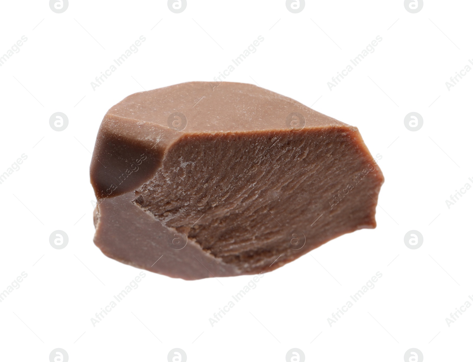 Photo of Piece of delicious milk chocolate isolated on white