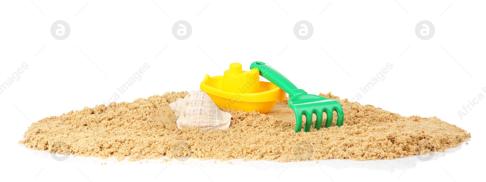 Photo of Composition with beach objects on white background