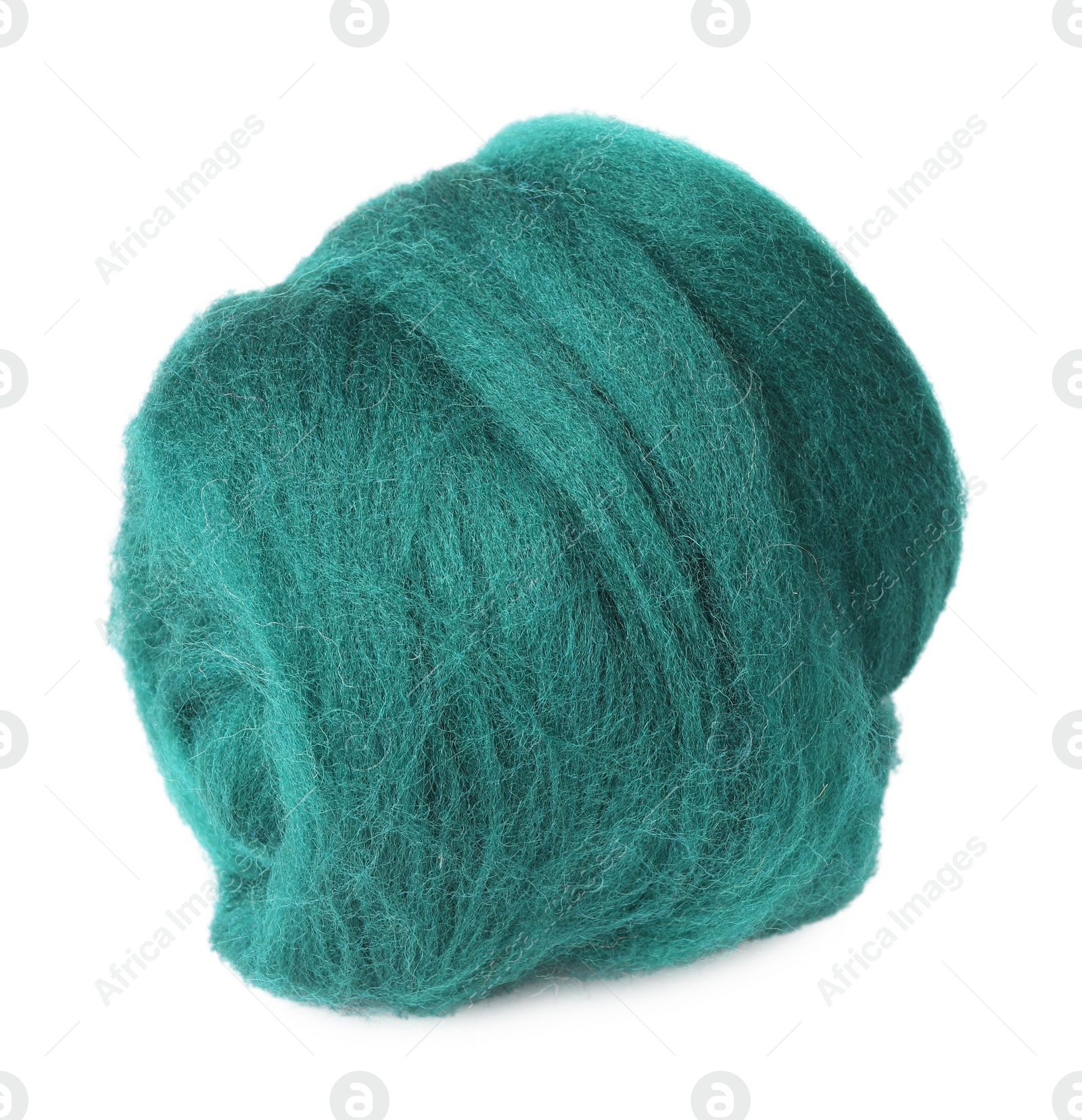 Photo of One green felting wool isolated on white