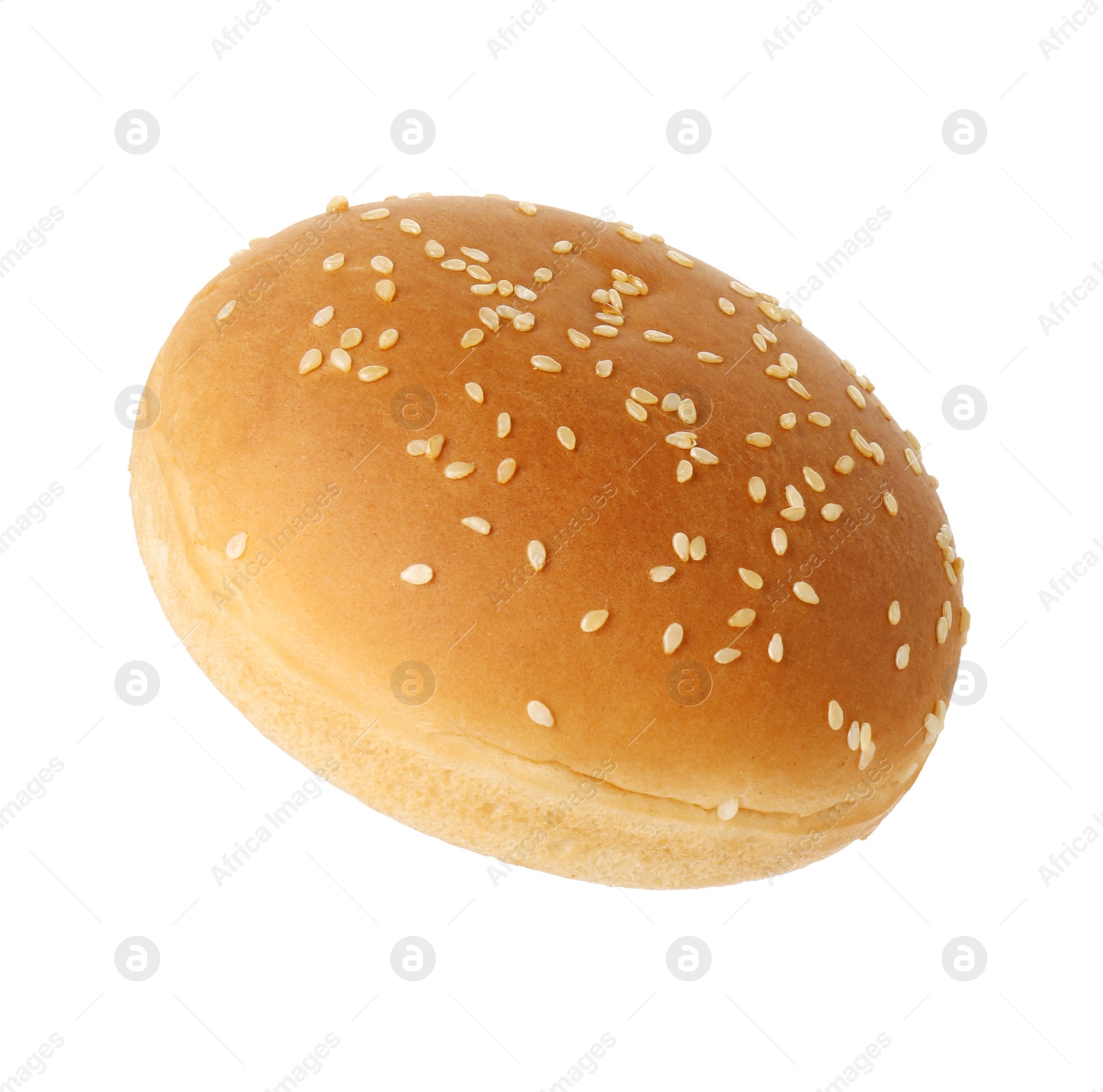 Photo of One fresh burger bun isolated on white