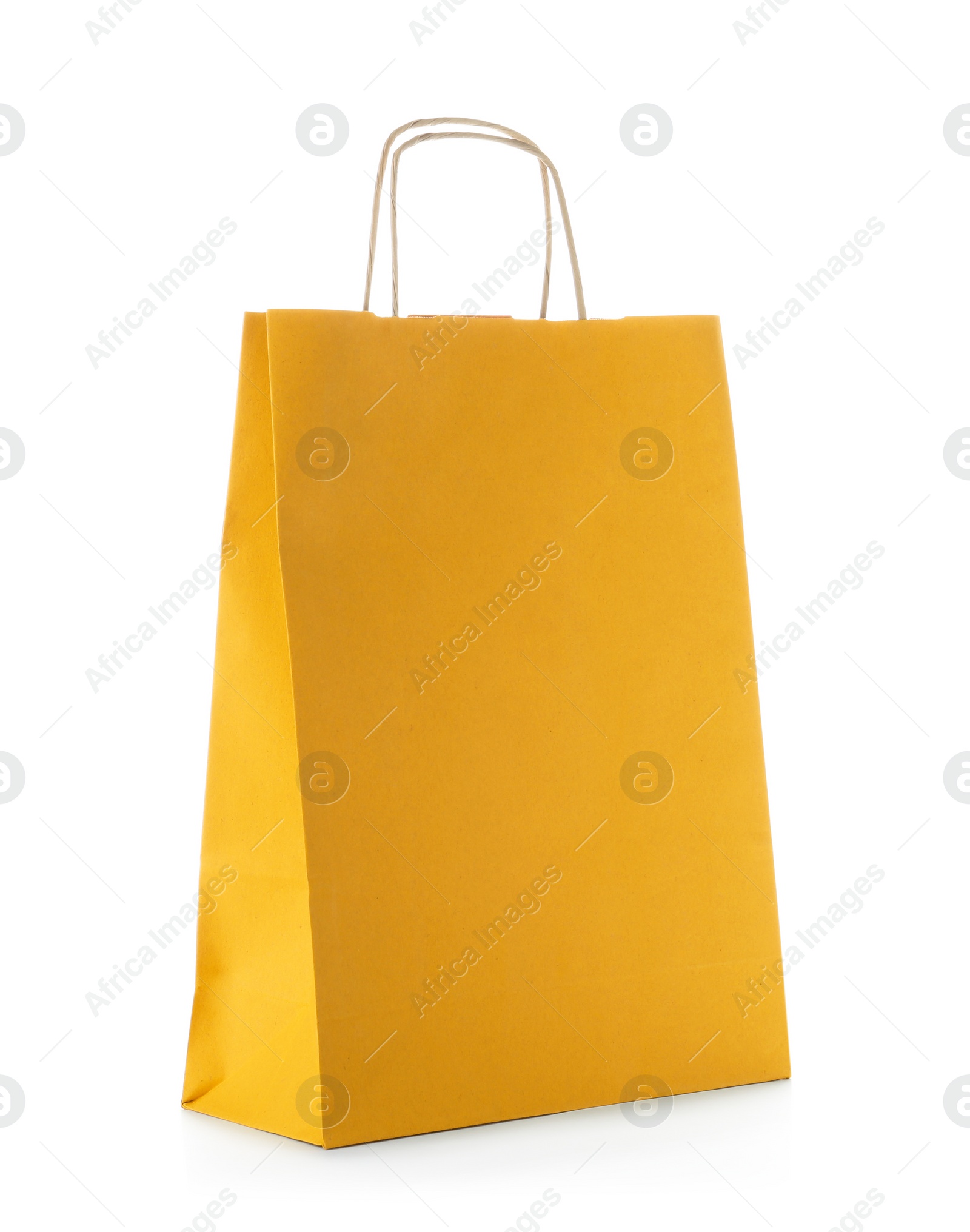 Photo of Mockup of paper shopping bag on white background