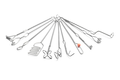 Set of logopedic probes for speech therapy on white background