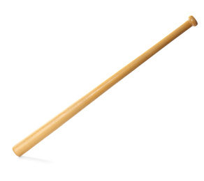 Photo of Wooden baseball bat isolated on white. Sportive equipment