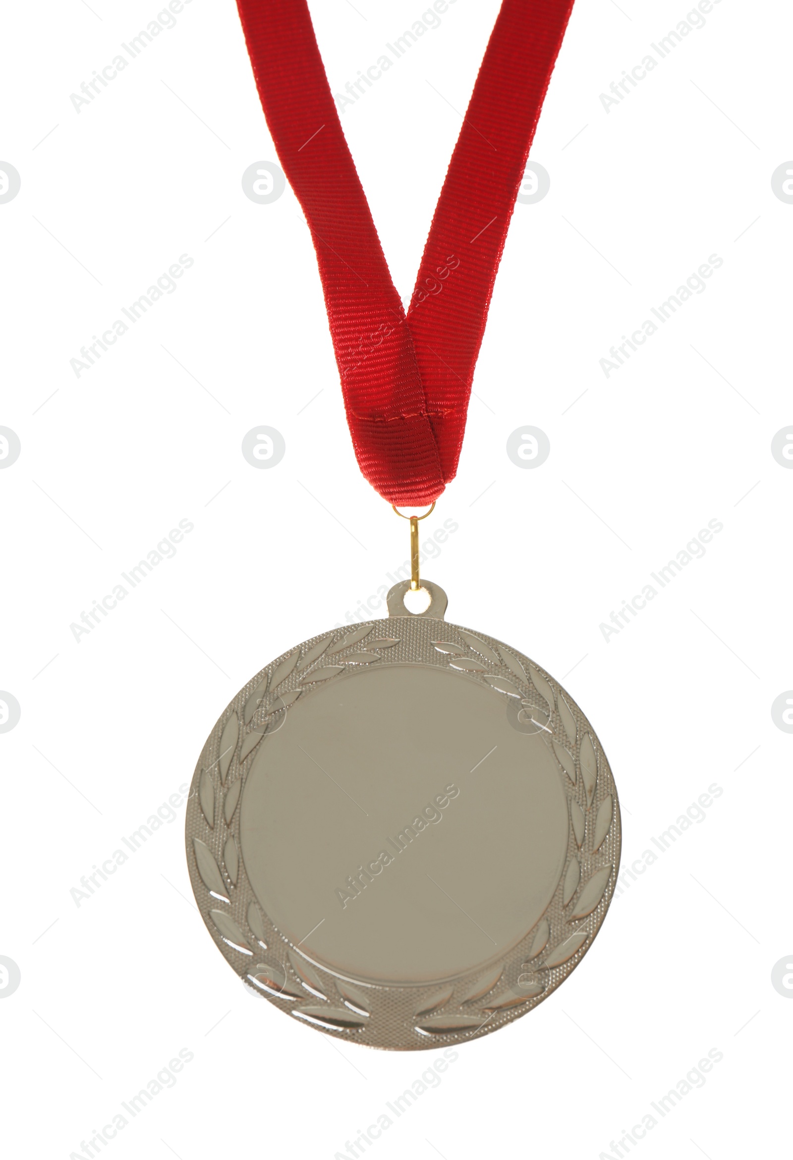 Photo of Silver medal isolated on white. Space for design