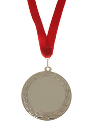 Photo of Silver medal isolated on white. Space for design