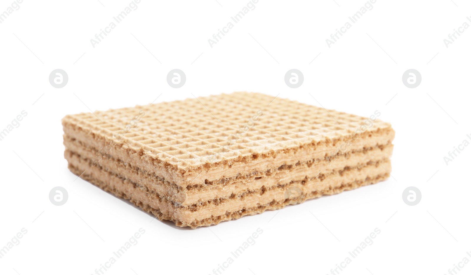 Photo of Delicious crispy wafer on white background. Sweet food