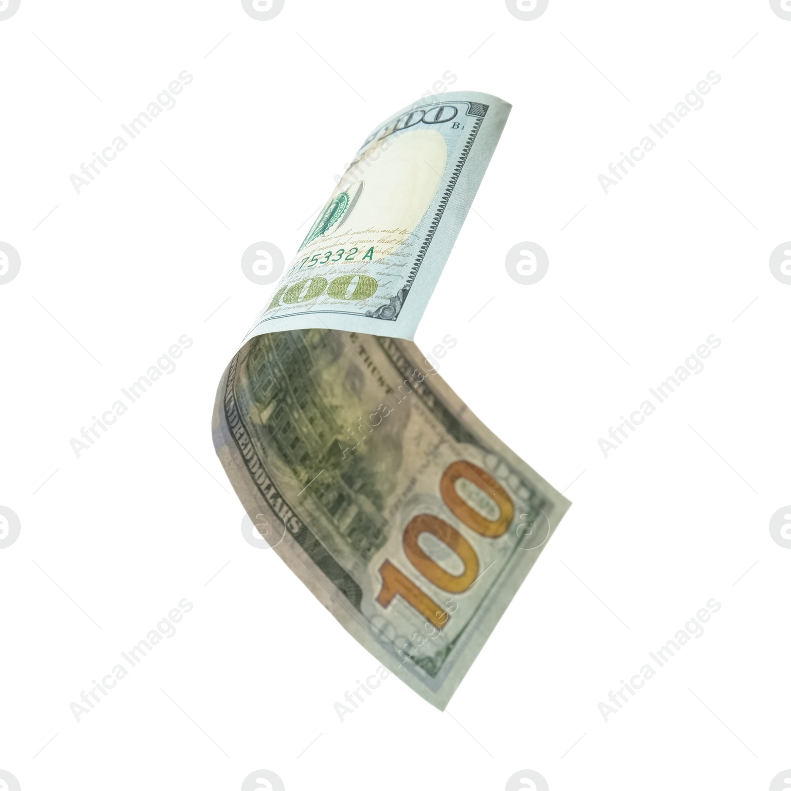 Photo of One hundred dollar banknote on white background. American national currency