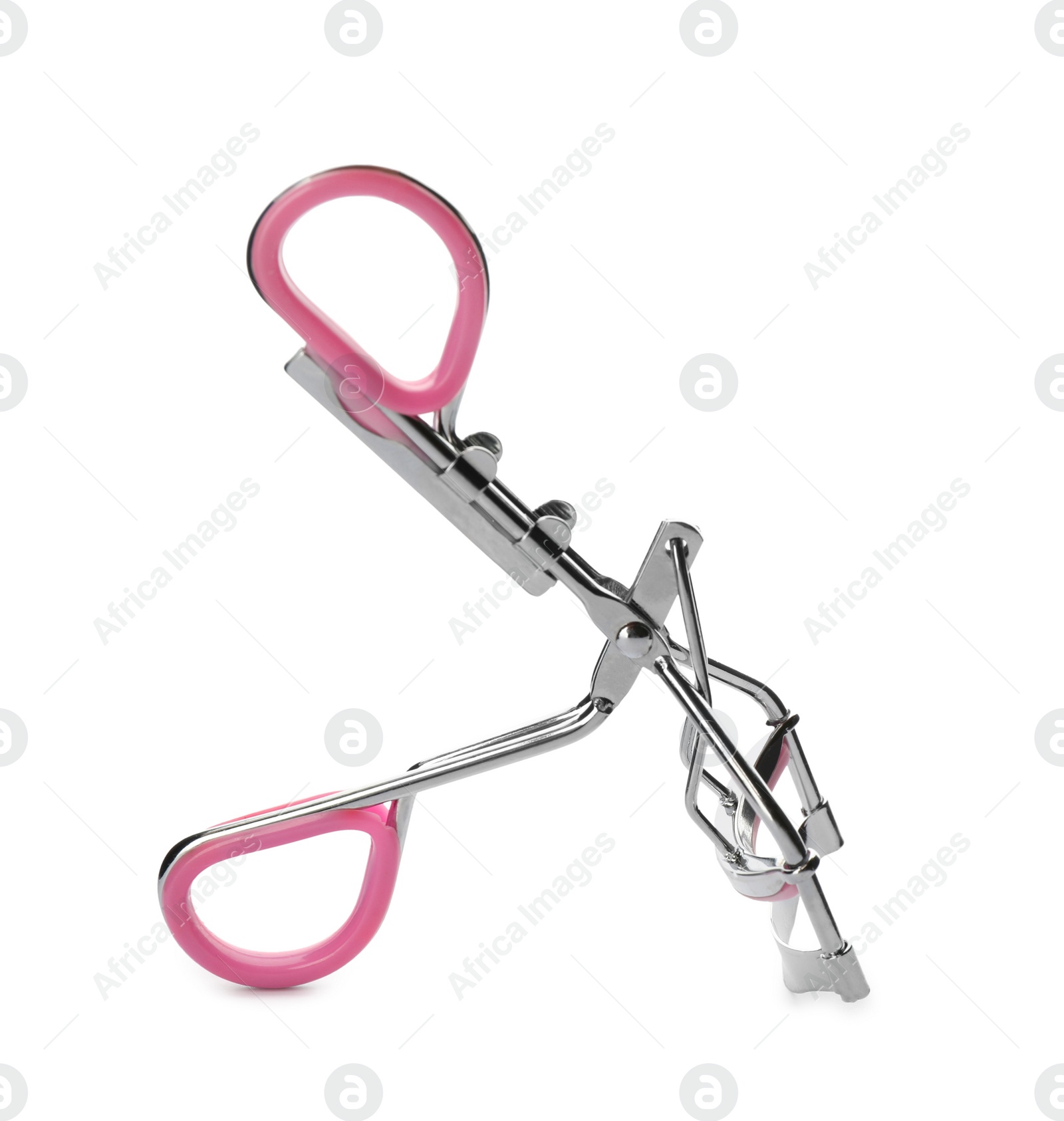 Photo of Eyelash curler isolated on white. Makeup tool