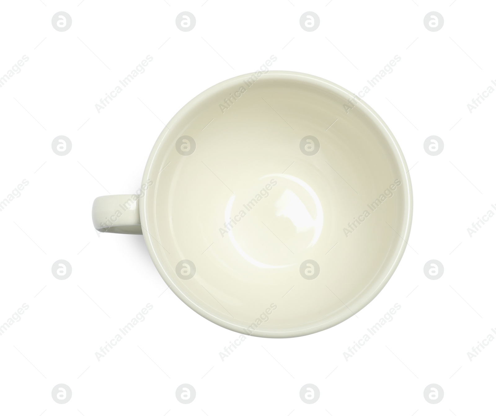 Photo of Ceramic cup isolated on white, top view