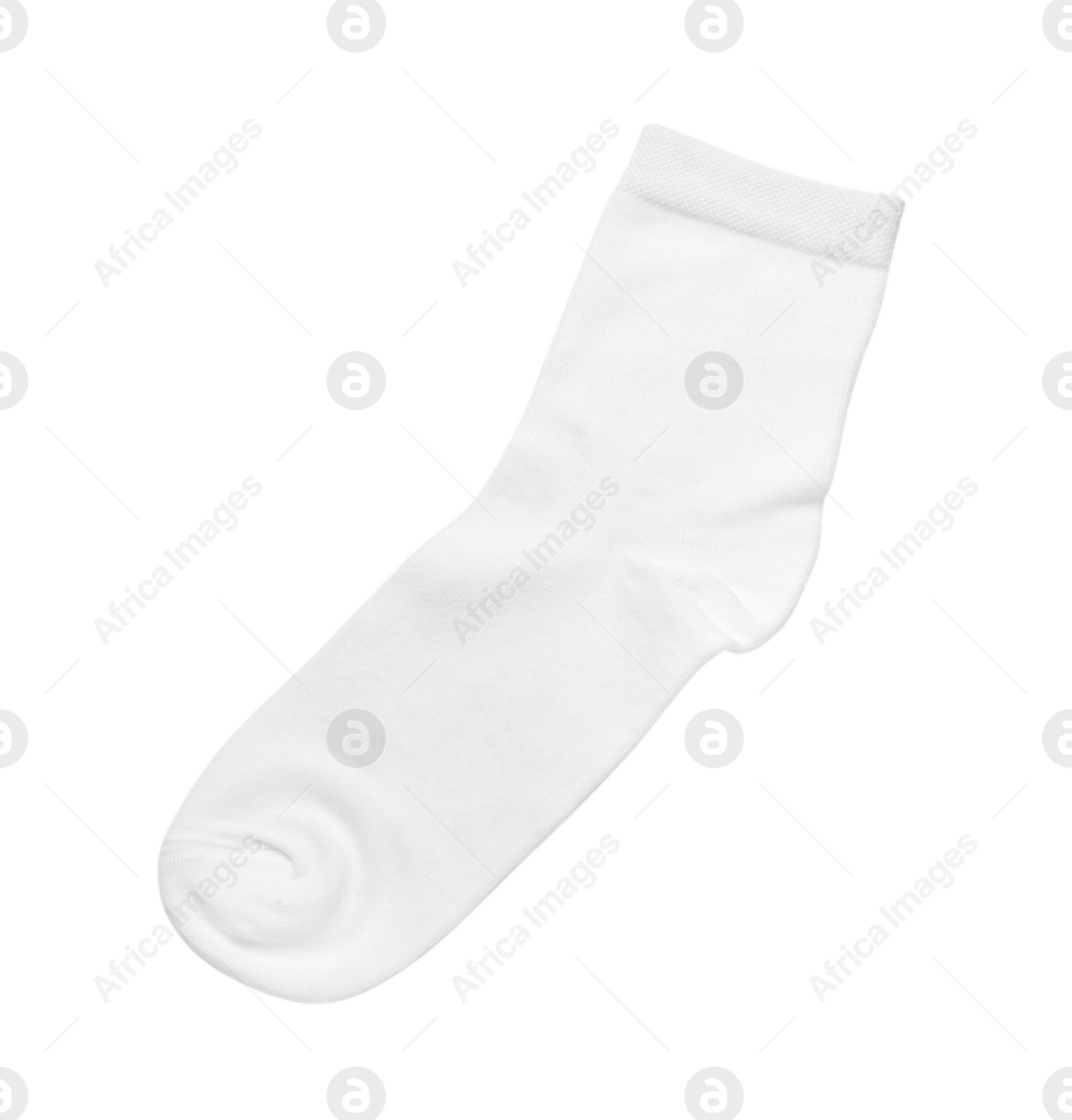 Photo of One sock isolated on white, top view