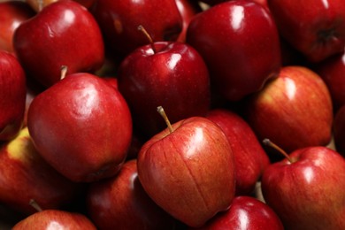 Fresh ripe red apples as background, closeup