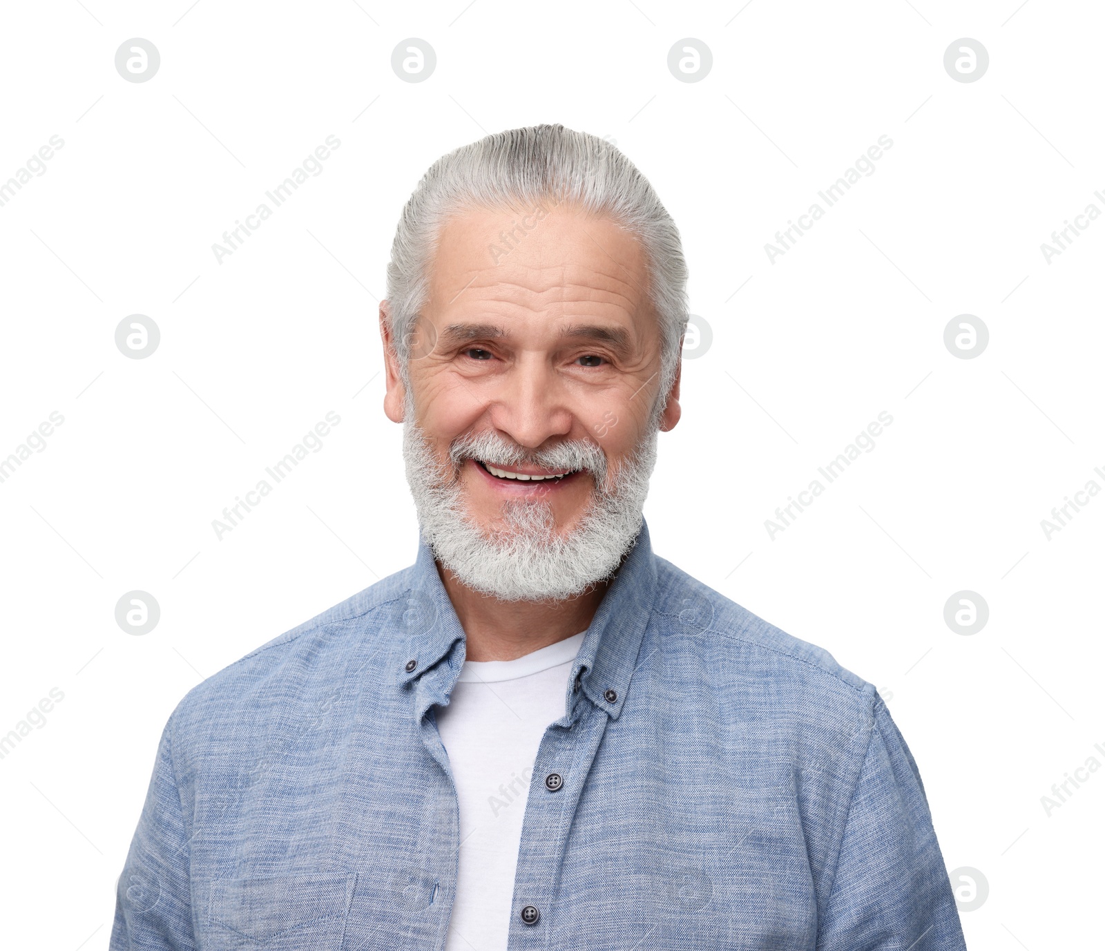 Image of Portrait of handsome senior man isolated on white