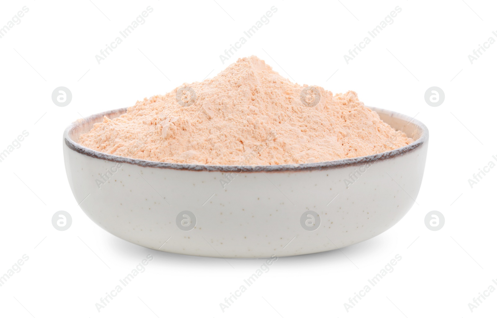 Photo of Lentil flour in bowl isolated on white