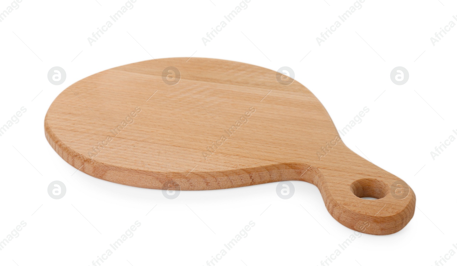 Photo of One wooden cutting board isolated on white