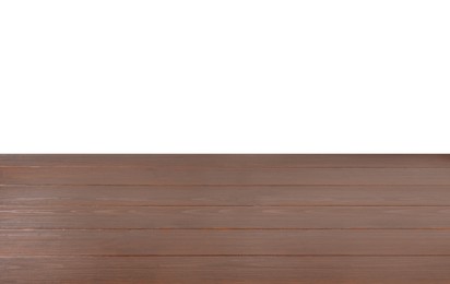 Photo of Empty brown wooden surface isolated on white