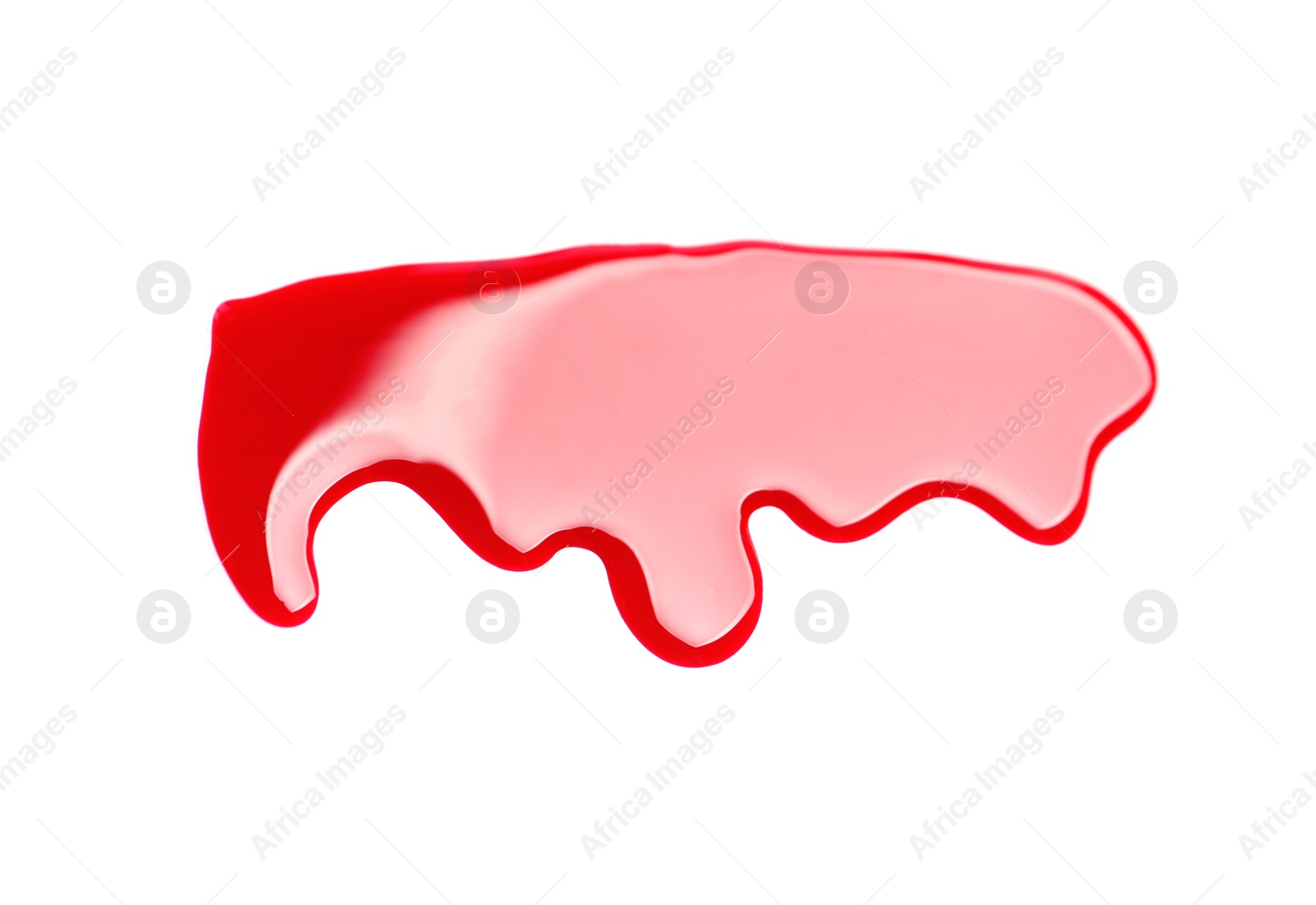 Photo of Colorful nail polish spilled on white background