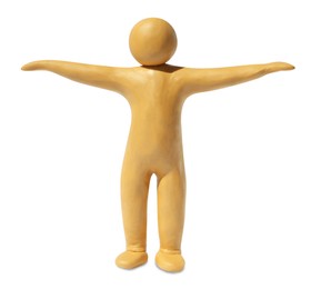 Human figure with arms wide open made of plasticine isolated on white
