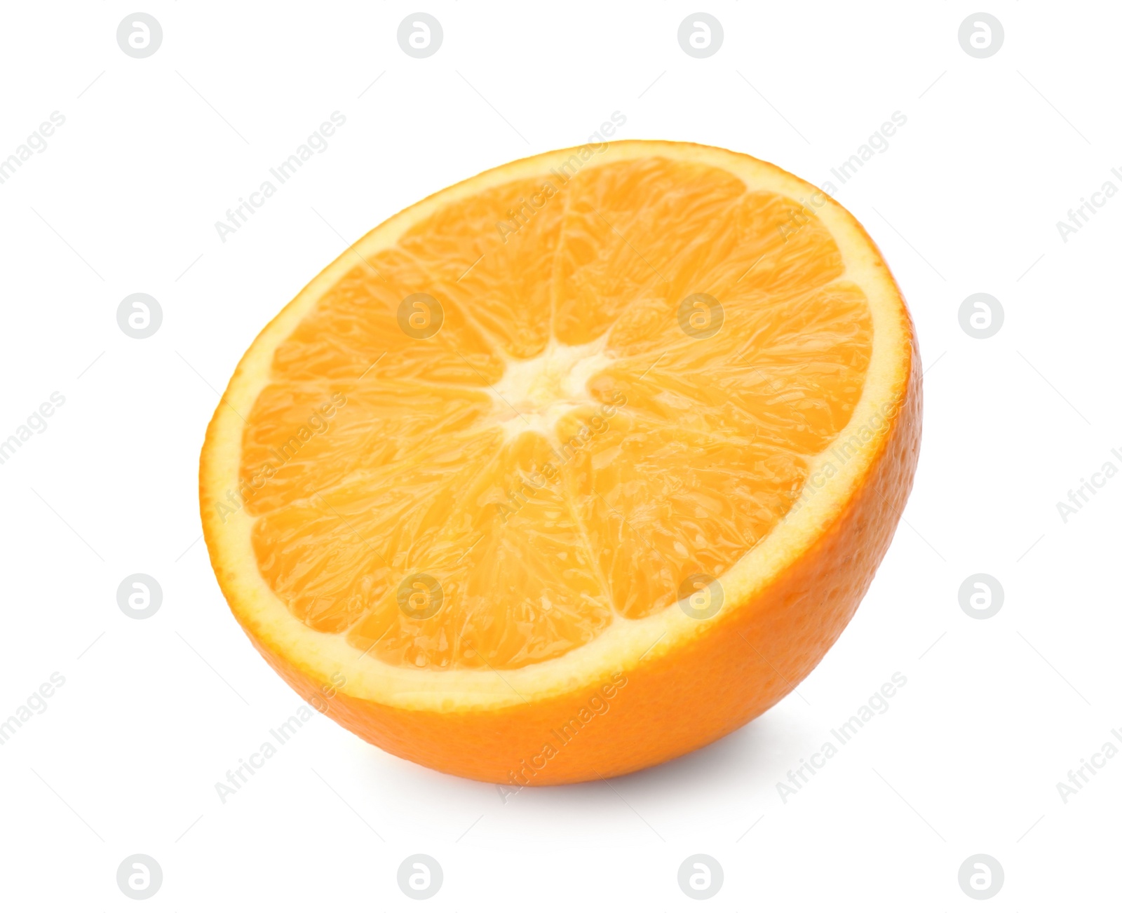 Photo of Half of fresh ripe orange isolated on white