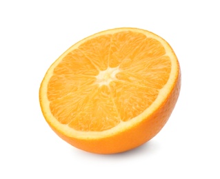 Photo of Half of fresh ripe orange isolated on white