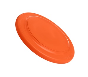 Photo of Orange plastic frisbee disk isolated on white