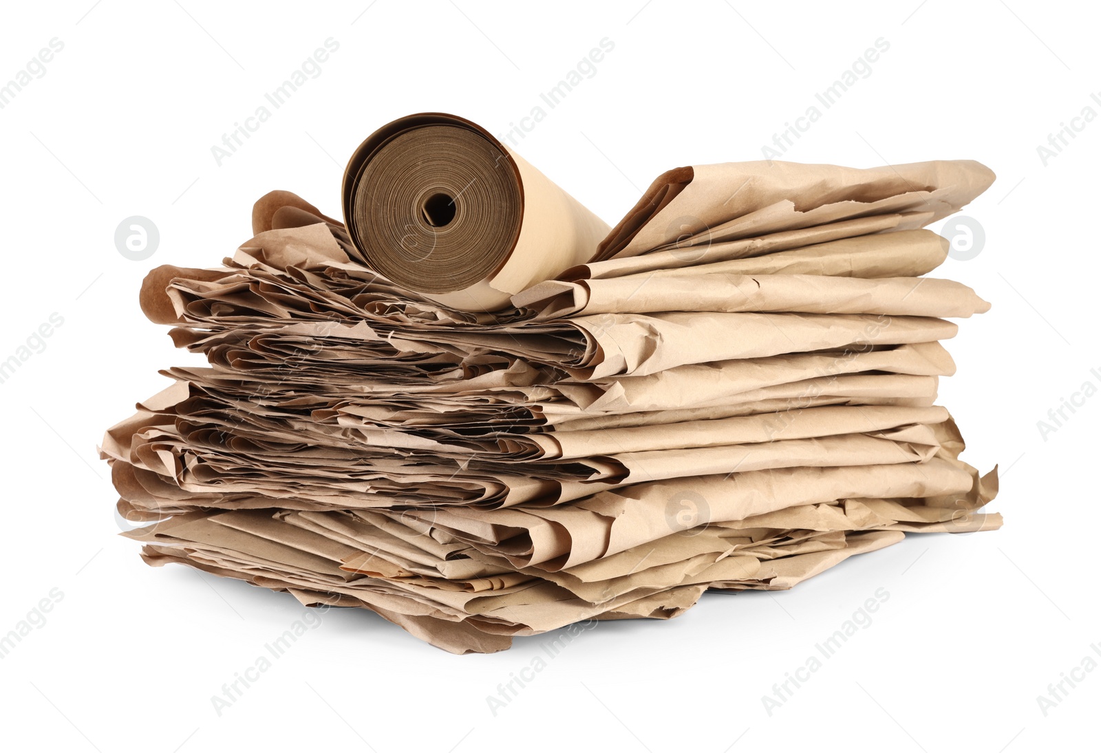 Photo of Stack of waste paper isolated on white