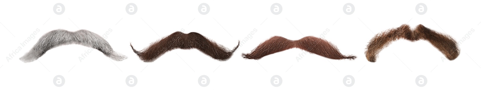 Image of Different stylish mustaches isolated on white, set