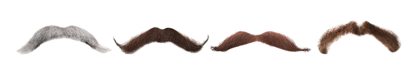 Image of Different stylish mustaches isolated on white, set