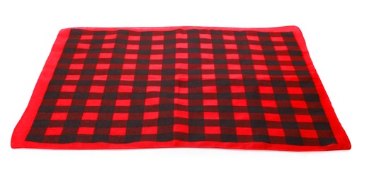 Red bandana with check pattern isolated on white