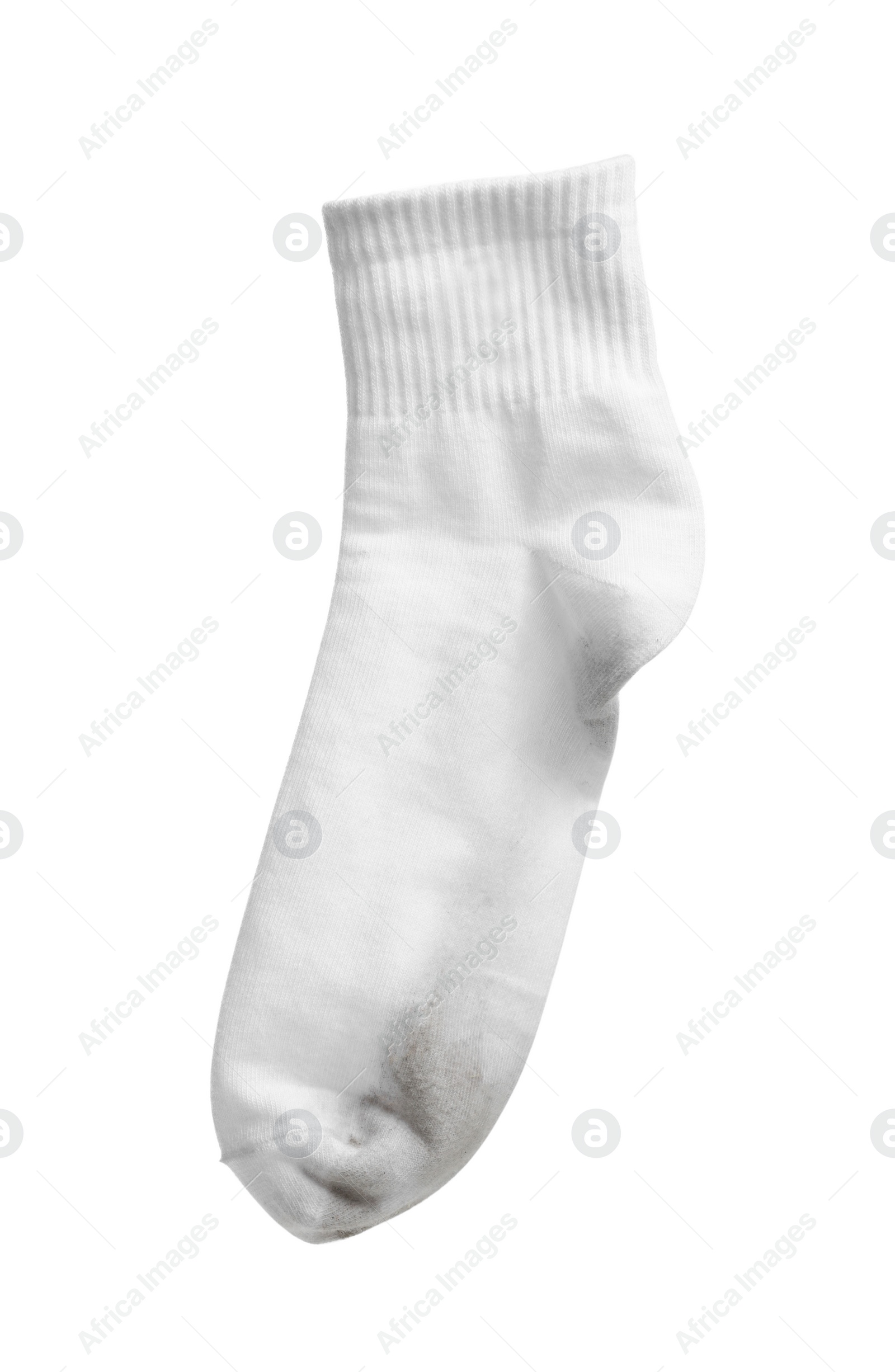 Photo of One used dirty sock isolated on white