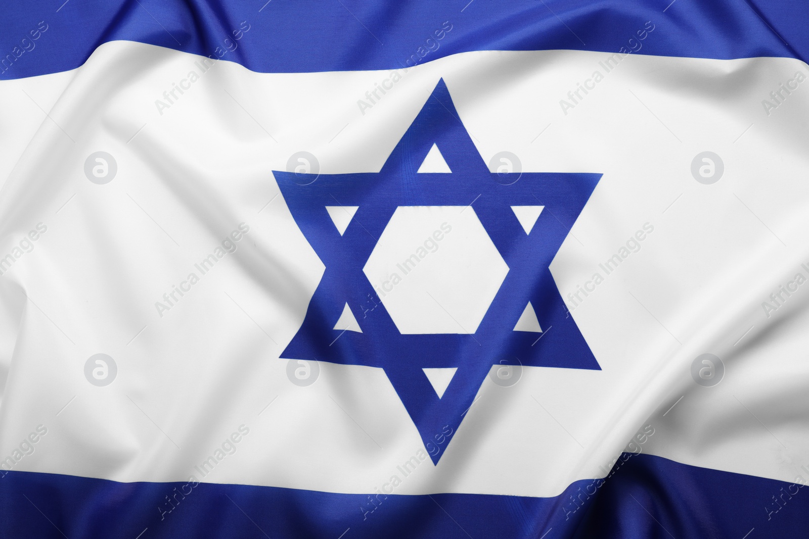 Photo of Flag of Israel as background, top view. National symbol